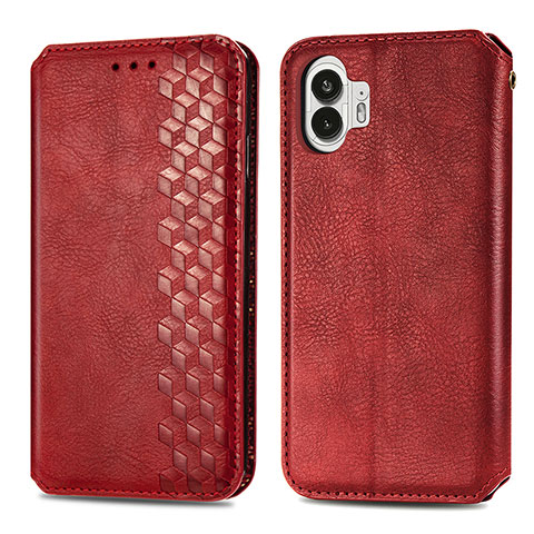 Coque Portefeuille Livre Cuir Etui Clapet S01D pour Nothing Phone 2 Rouge