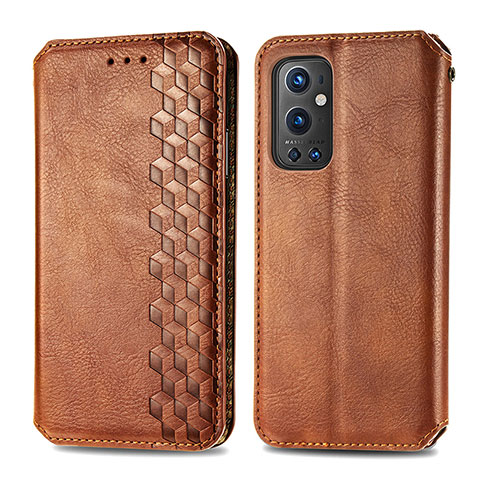 Coque Portefeuille Livre Cuir Etui Clapet S01D pour OnePlus 9 Pro 5G Marron