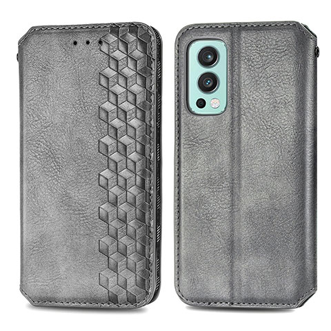 Coque Portefeuille Livre Cuir Etui Clapet S01D pour OnePlus Nord 2 5G Gris