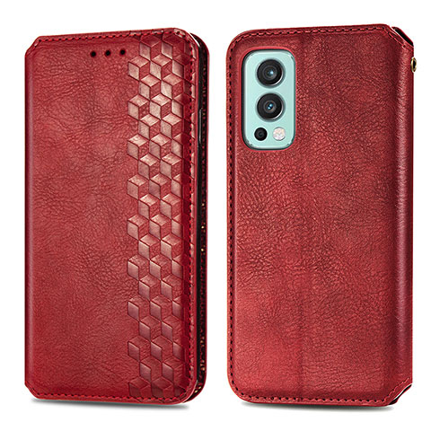 Coque Portefeuille Livre Cuir Etui Clapet S01D pour OnePlus Nord 2 5G Rouge