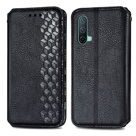 Coque Portefeuille Livre Cuir Etui Clapet S01D pour OnePlus Nord CE 5G Noir