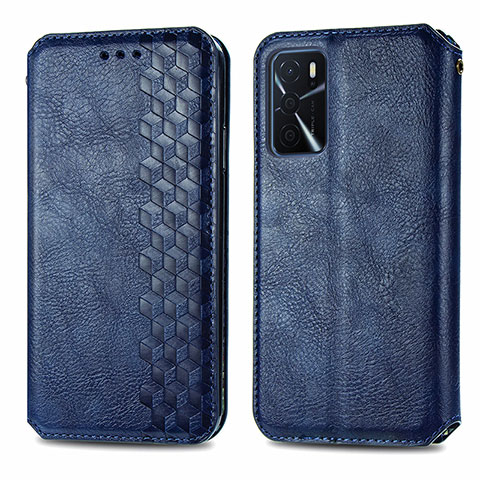 Coque Portefeuille Livre Cuir Etui Clapet S01D pour Oppo A16s Bleu