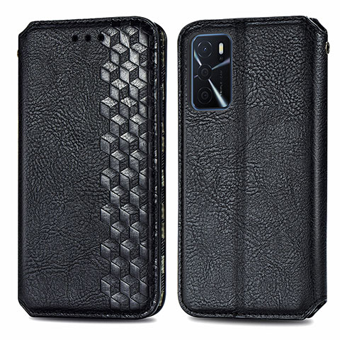 Coque Portefeuille Livre Cuir Etui Clapet S01D pour Oppo A16s Noir