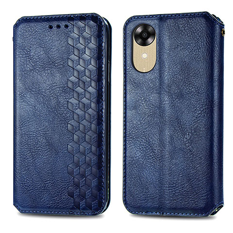 Coque Portefeuille Livre Cuir Etui Clapet S01D pour Oppo A17K Bleu