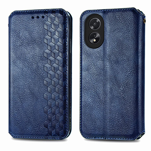 Coque Portefeuille Livre Cuir Etui Clapet S01D pour Oppo A38 Bleu