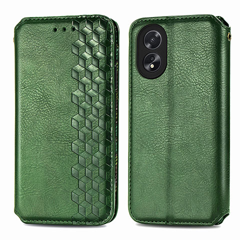 Coque Portefeuille Livre Cuir Etui Clapet S01D pour Oppo A38 Vert