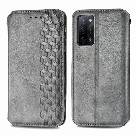 Coque Portefeuille Livre Cuir Etui Clapet S01D pour Oppo A53s 5G Gris