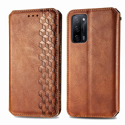 Coque Portefeuille Livre Cuir Etui Clapet S01D pour Oppo A53s 5G Marron