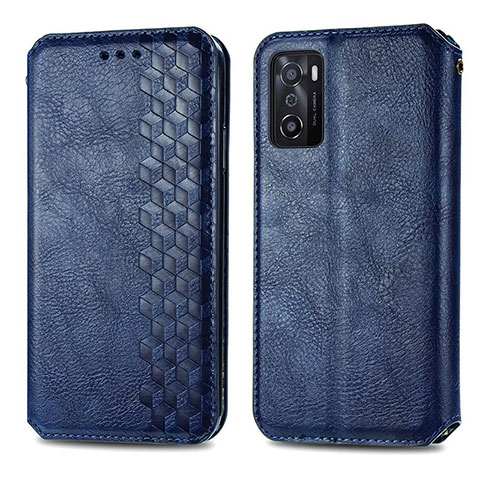 Coque Portefeuille Livre Cuir Etui Clapet S01D pour Oppo A55S 5G Bleu