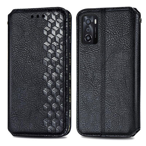 Coque Portefeuille Livre Cuir Etui Clapet S01D pour Oppo A55S 5G Noir