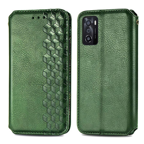 Coque Portefeuille Livre Cuir Etui Clapet S01D pour Oppo A55S 5G Vert