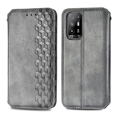 Coque Portefeuille Livre Cuir Etui Clapet S01D pour Oppo A95 5G Gris