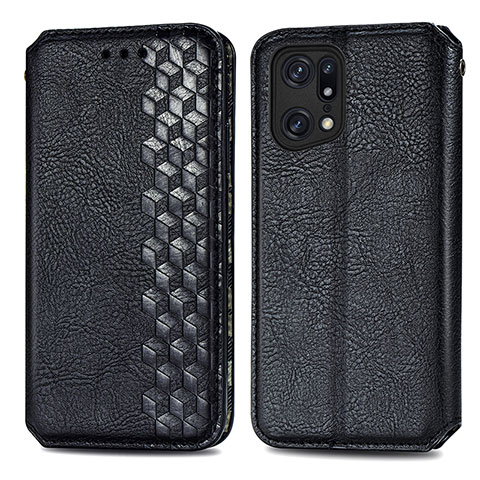 Coque Portefeuille Livre Cuir Etui Clapet S01D pour Oppo Find X5 5G Noir