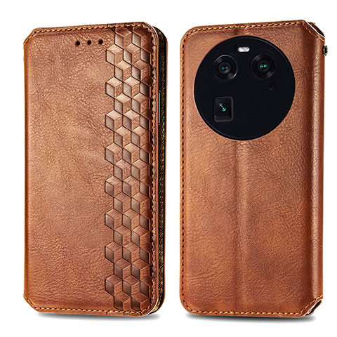 Coque Portefeuille Livre Cuir Etui Clapet S01D pour Oppo Find X6 5G Marron