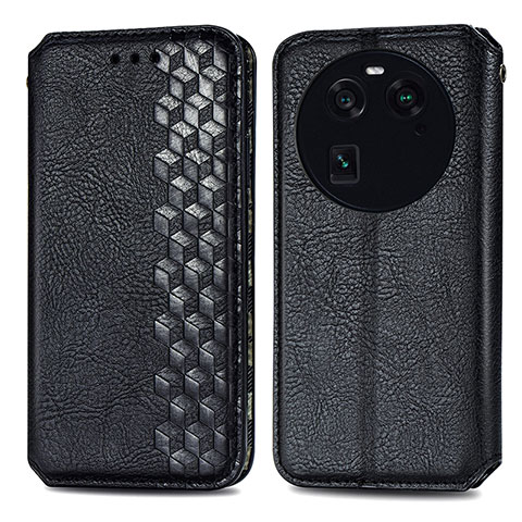 Coque Portefeuille Livre Cuir Etui Clapet S01D pour Oppo Find X6 5G Noir