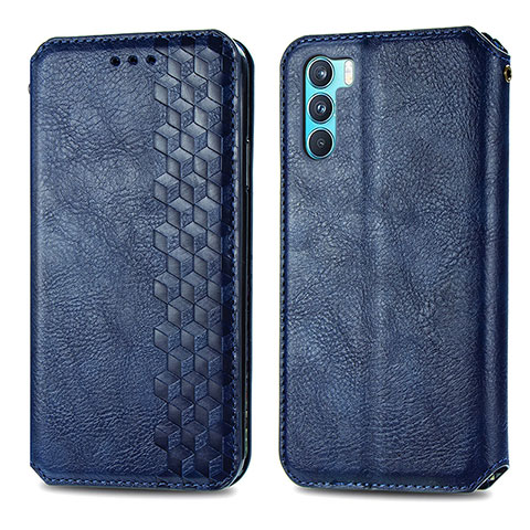 Coque Portefeuille Livre Cuir Etui Clapet S01D pour Oppo K9 Pro 5G Bleu