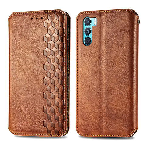 Coque Portefeuille Livre Cuir Etui Clapet S01D pour Oppo K9 Pro 5G Marron