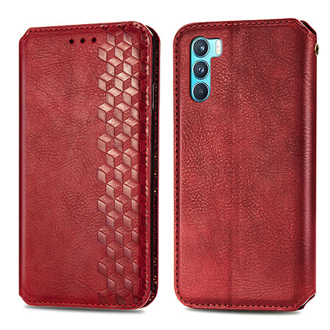 Coque Portefeuille Livre Cuir Etui Clapet S01D pour Oppo K9 Pro 5G Rouge