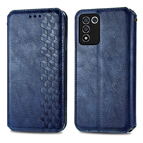 Coque Portefeuille Livre Cuir Etui Clapet S01D pour Oppo K9S 5G Bleu