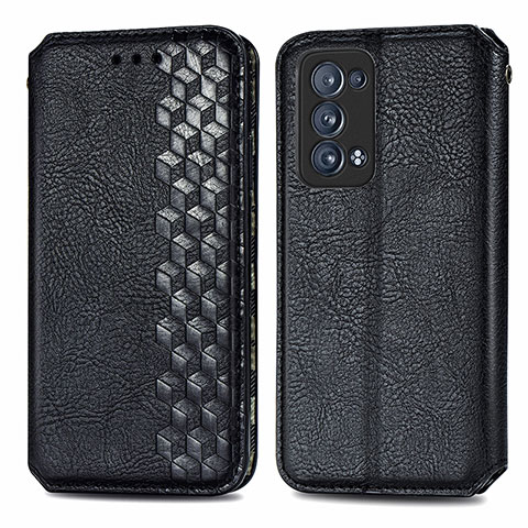 Coque Portefeuille Livre Cuir Etui Clapet S01D pour Oppo Reno6 Pro+ Plus 5G Noir