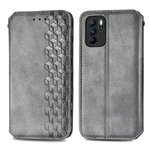 Coque Portefeuille Livre Cuir Etui Clapet S01D pour Oppo Reno6 Z 5G Gris