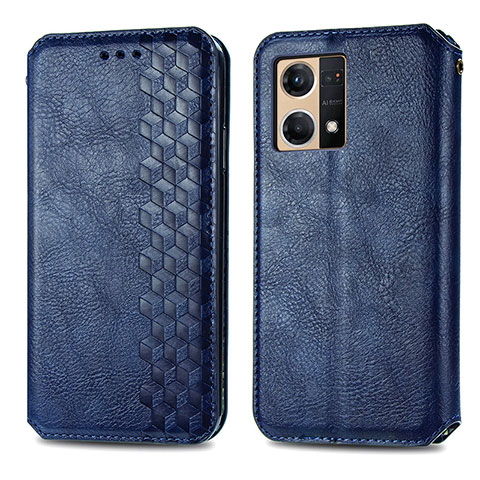 Coque Portefeuille Livre Cuir Etui Clapet S01D pour Oppo Reno7 4G Bleu