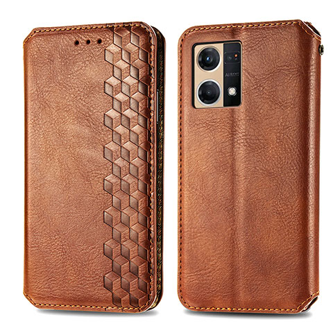 Coque Portefeuille Livre Cuir Etui Clapet S01D pour Oppo Reno7 4G Marron