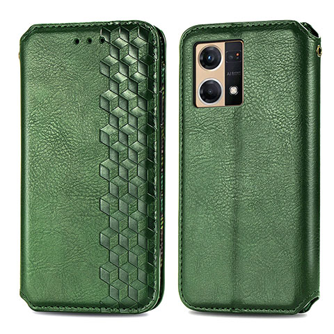 Coque Portefeuille Livre Cuir Etui Clapet S01D pour Oppo Reno7 4G Vert