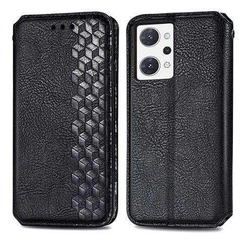 Coque Portefeuille Livre Cuir Etui Clapet S01D pour Oppo Reno7 A Noir