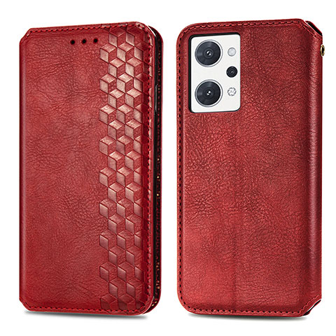 Coque Portefeuille Livre Cuir Etui Clapet S01D pour Oppo Reno7 A Rouge