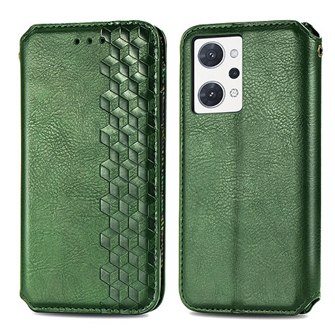 Coque Portefeuille Livre Cuir Etui Clapet S01D pour Oppo Reno7 A Vert