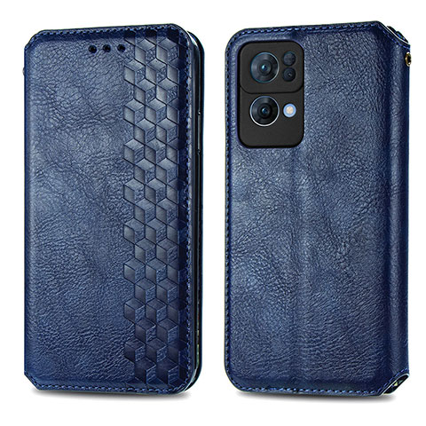 Coque Portefeuille Livre Cuir Etui Clapet S01D pour Oppo Reno7 Pro 5G Bleu