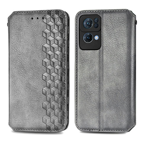 Coque Portefeuille Livre Cuir Etui Clapet S01D pour Oppo Reno7 Pro 5G Gris