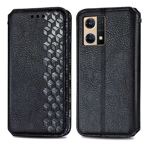 Coque Portefeuille Livre Cuir Etui Clapet S01D pour Oppo Reno8 4G Noir