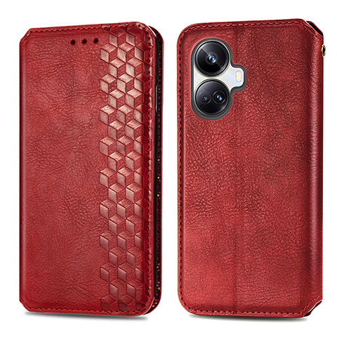 Coque Portefeuille Livre Cuir Etui Clapet S01D pour Realme 10 Pro+ Plus 5G Rouge