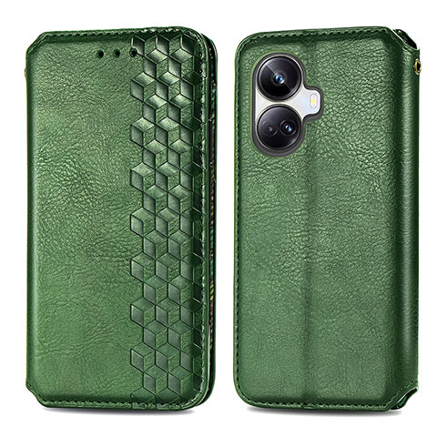 Coque Portefeuille Livre Cuir Etui Clapet S01D pour Realme 10 Pro+ Plus 5G Vert