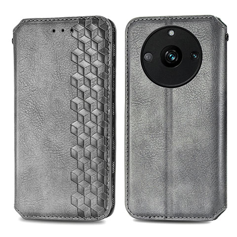 Coque Portefeuille Livre Cuir Etui Clapet S01D pour Realme 11 Pro 5G Gris