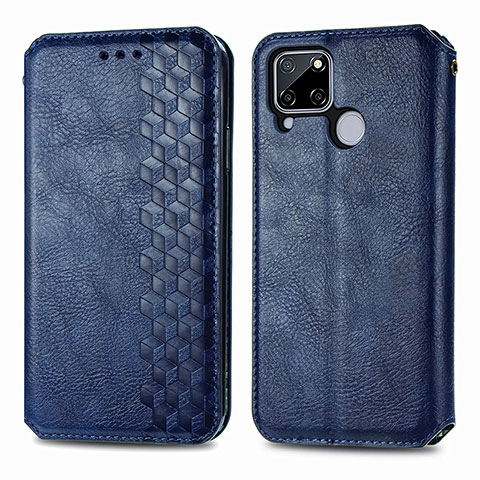 Coque Portefeuille Livre Cuir Etui Clapet S01D pour Realme 7i RMX2193 Bleu