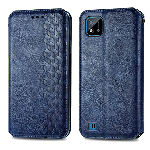 Coque Portefeuille Livre Cuir Etui Clapet S01D pour Realme C11 (2021) Bleu