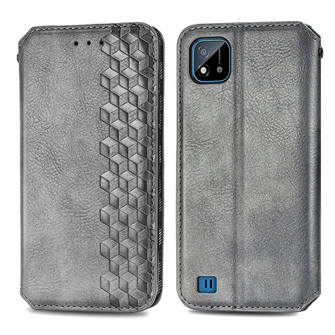 Coque Portefeuille Livre Cuir Etui Clapet S01D pour Realme C11 (2021) Gris