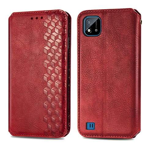 Coque Portefeuille Livre Cuir Etui Clapet S01D pour Realme C11 (2021) Rouge