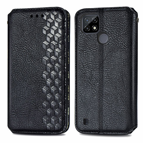 Coque Portefeuille Livre Cuir Etui Clapet S01D pour Realme C21 Noir