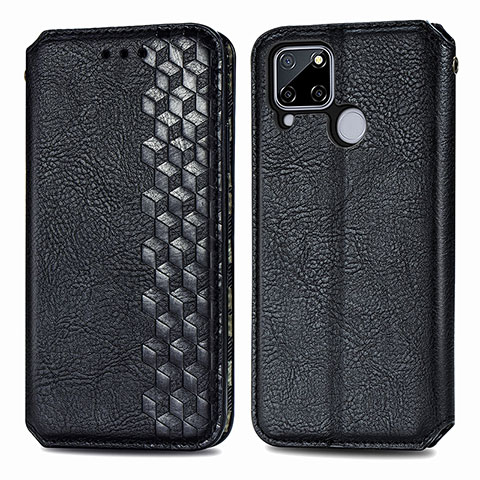 Coque Portefeuille Livre Cuir Etui Clapet S01D pour Realme C25 Noir