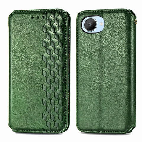 Coque Portefeuille Livre Cuir Etui Clapet S01D pour Realme C30 Vert