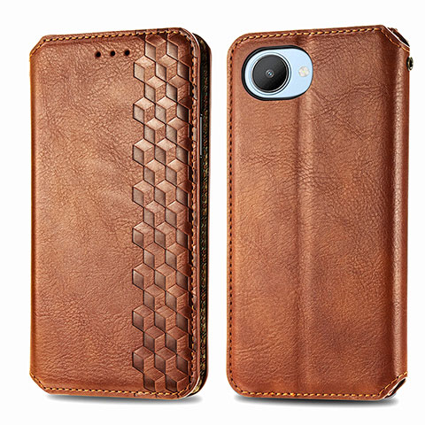 Coque Portefeuille Livre Cuir Etui Clapet S01D pour Realme C30s Marron