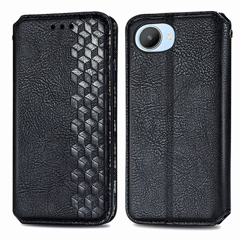 Coque Portefeuille Livre Cuir Etui Clapet S01D pour Realme C30s Noir