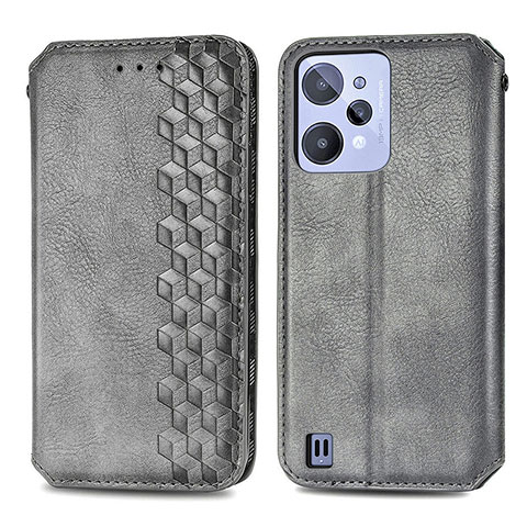 Coque Portefeuille Livre Cuir Etui Clapet S01D pour Realme C31 Gris