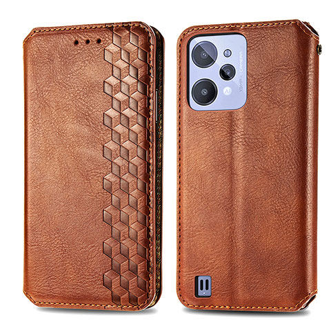 Coque Portefeuille Livre Cuir Etui Clapet S01D pour Realme C31 Marron