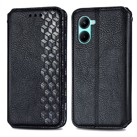 Coque Portefeuille Livre Cuir Etui Clapet S01D pour Realme C33 (2023) Noir