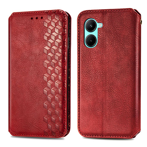 Coque Portefeuille Livre Cuir Etui Clapet S01D pour Realme C33 (2023) Rouge